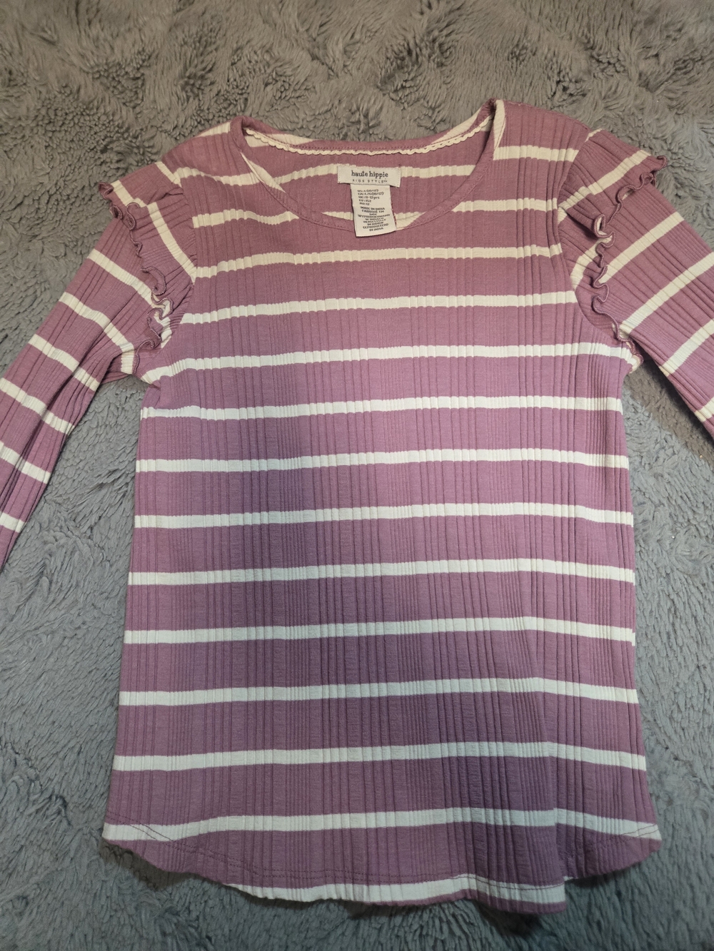 Haute Hippie Pink and White Striped Ribbed Long Sleeve Top